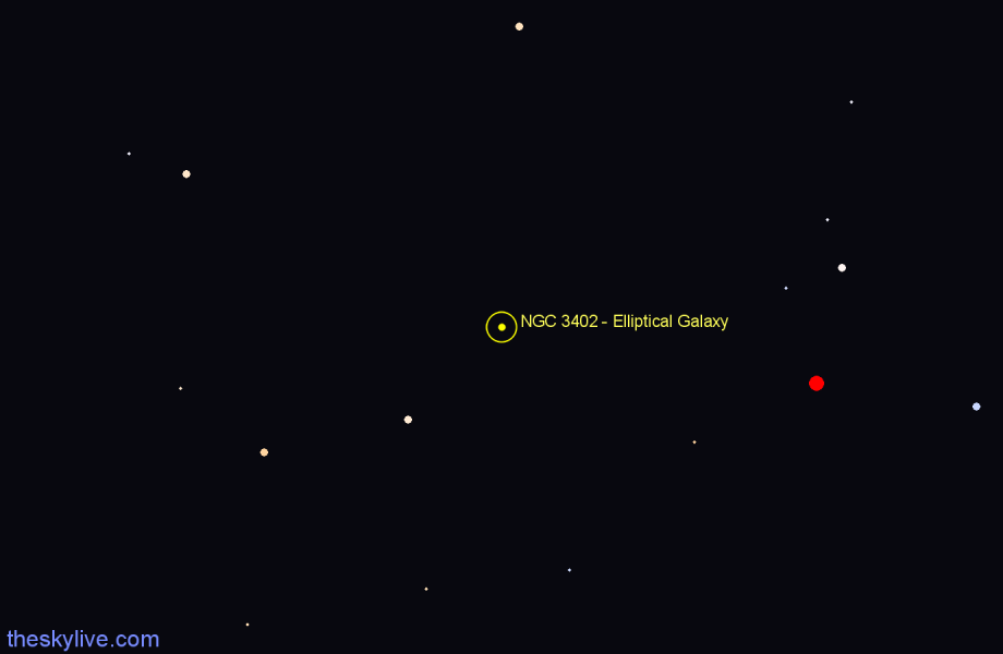 Finder chart NGC 3402 - Elliptical Galaxy in Crater star