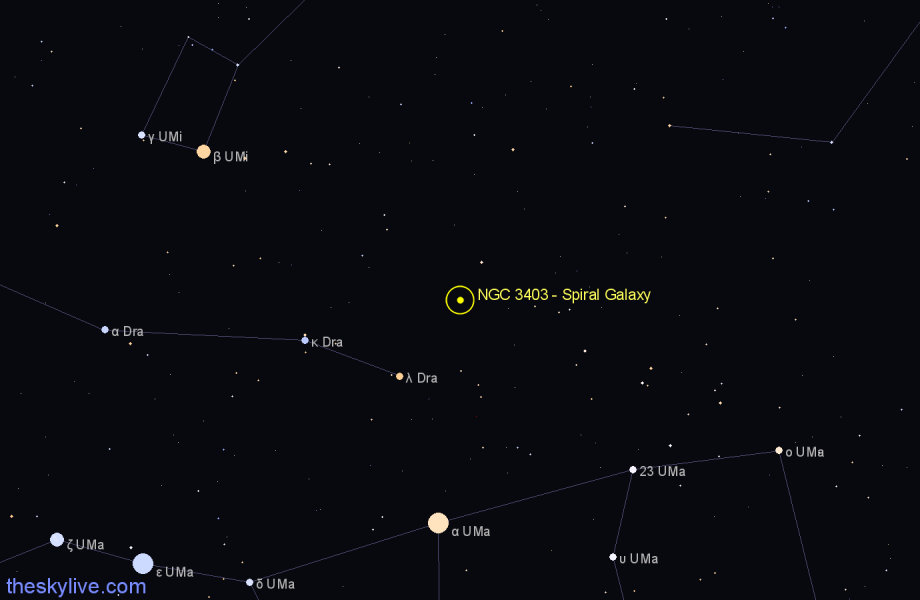 Finder chart NGC 3403 - Spiral Galaxy in Draco star