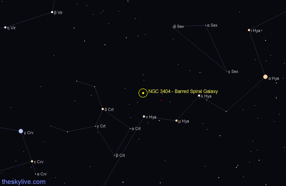 Finder chart NGC 3404 - Barred Spiral Galaxy in Hydra star