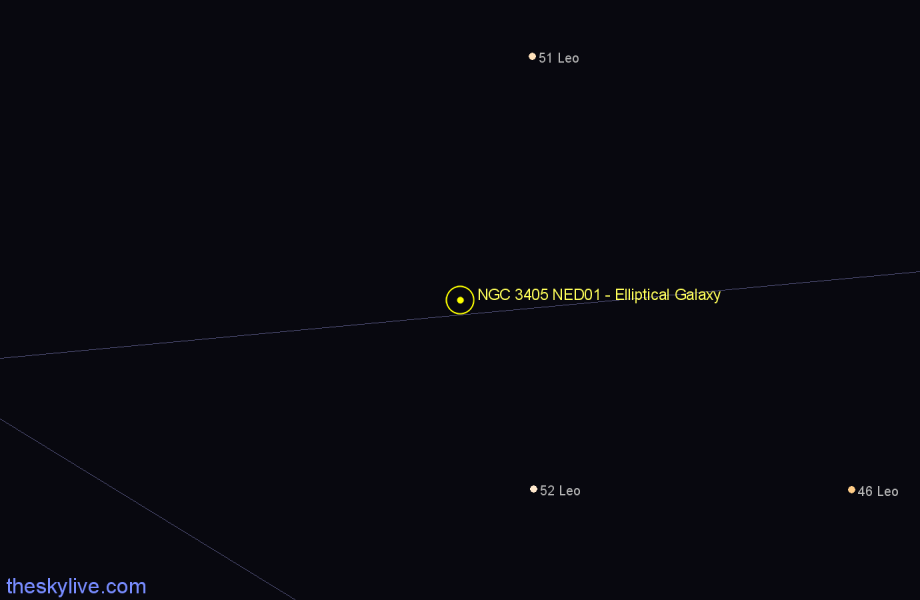 Finder chart NGC 3405 NED01 - Elliptical Galaxy in Leo star