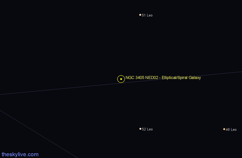 Finder chart NGC 3405 NED02 - Elliptical/Spiral Galaxy in Leo star