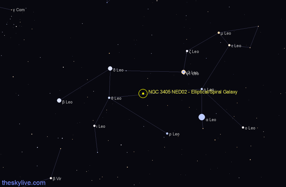 Finder chart NGC 3405 NED02 - Elliptical/Spiral Galaxy in Leo star