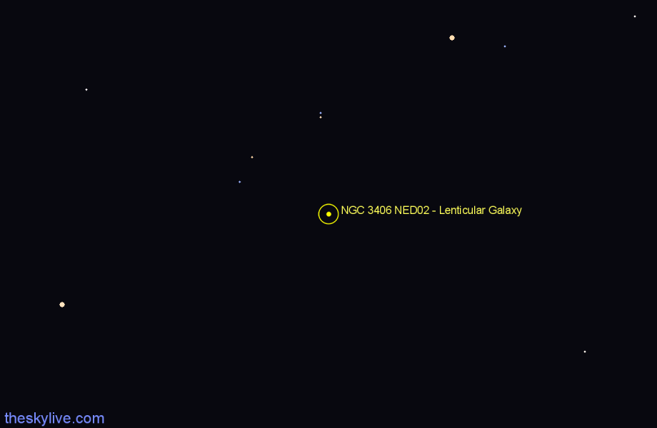 Finder chart NGC 3406 NED02 - Lenticular Galaxy in Ursa Major star