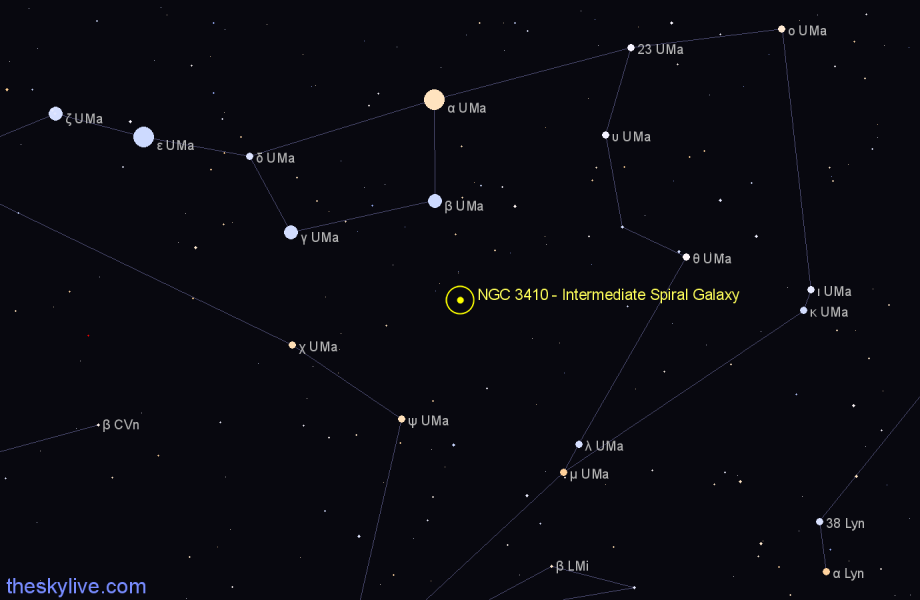 Finder chart NGC 3410 - Intermediate Spiral Galaxy in Ursa Major star