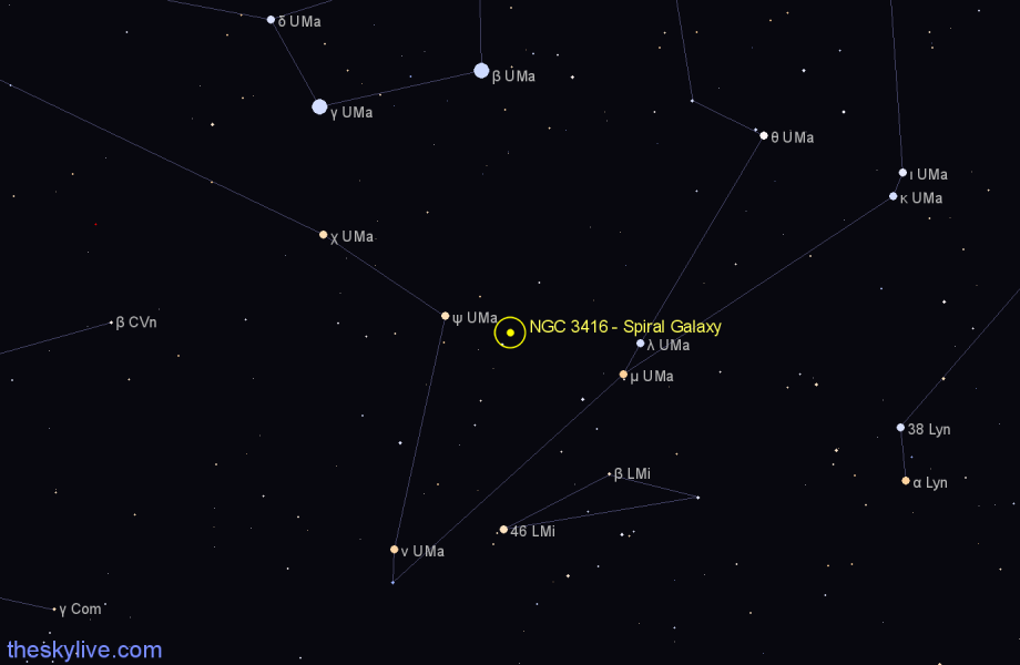 Finder chart NGC 3416 - Spiral Galaxy in Ursa Major star