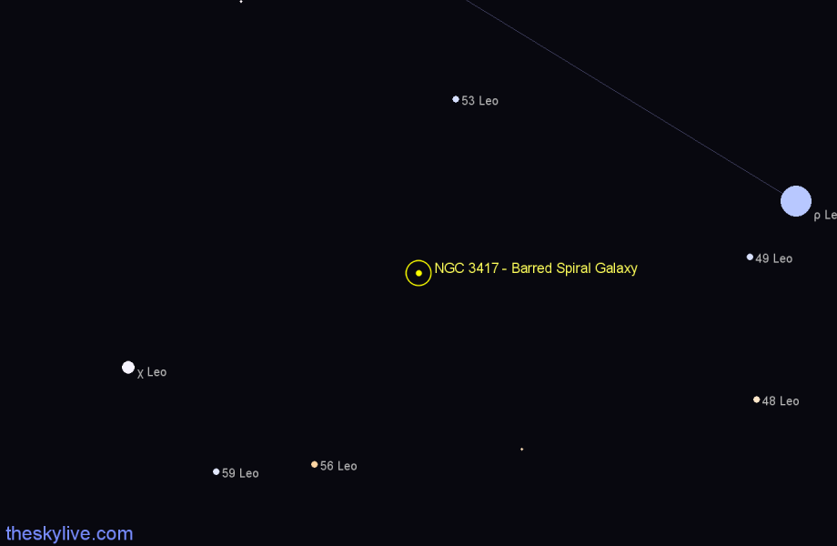 Finder chart NGC 3417 - Barred Spiral Galaxy in Leo star