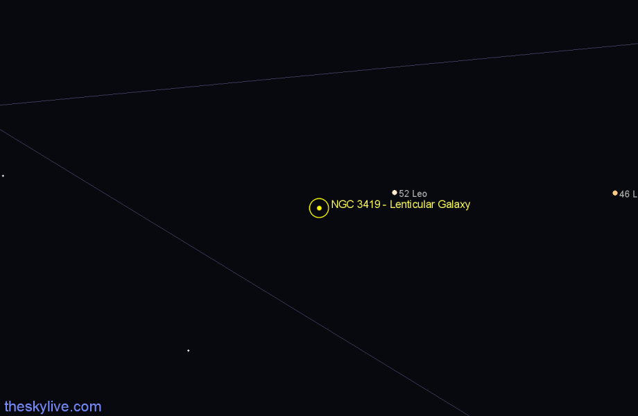 Finder chart NGC 3419 - Lenticular Galaxy in Leo star