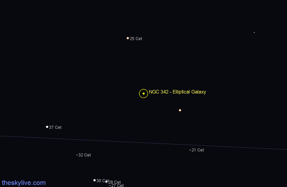 Finder chart NGC 342 - Elliptical Galaxy in Cetus star