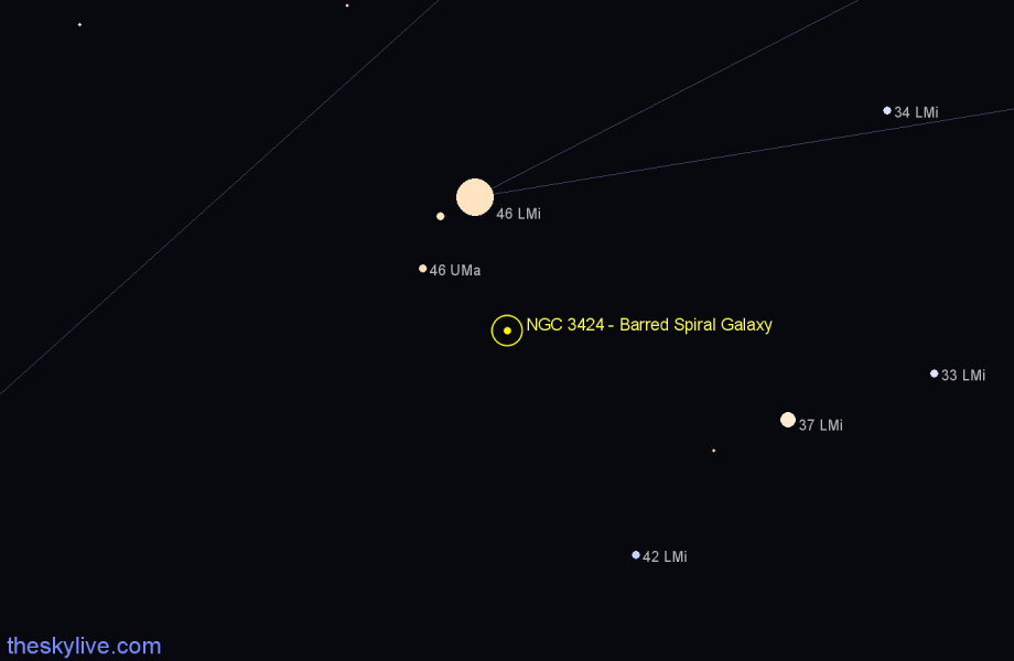 Finder chart NGC 3424 - Barred Spiral Galaxy in Leo Minor star