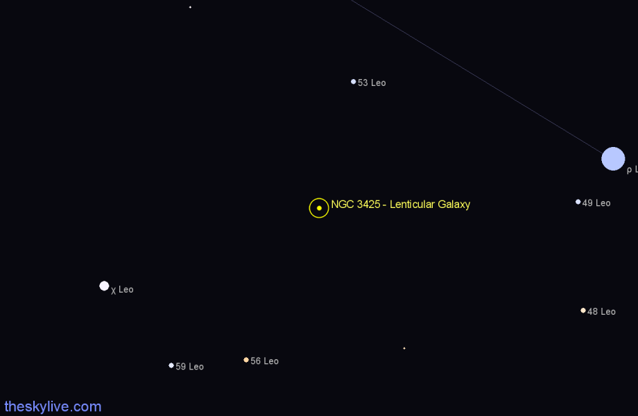 Finder chart NGC 3425 - Lenticular Galaxy in Leo star