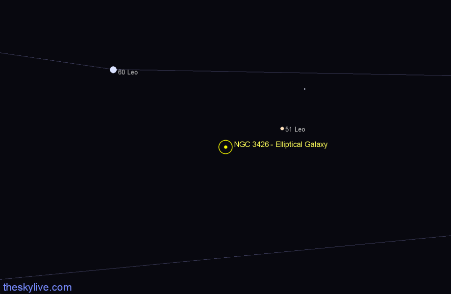 Finder chart NGC 3426 - Elliptical Galaxy in Leo star