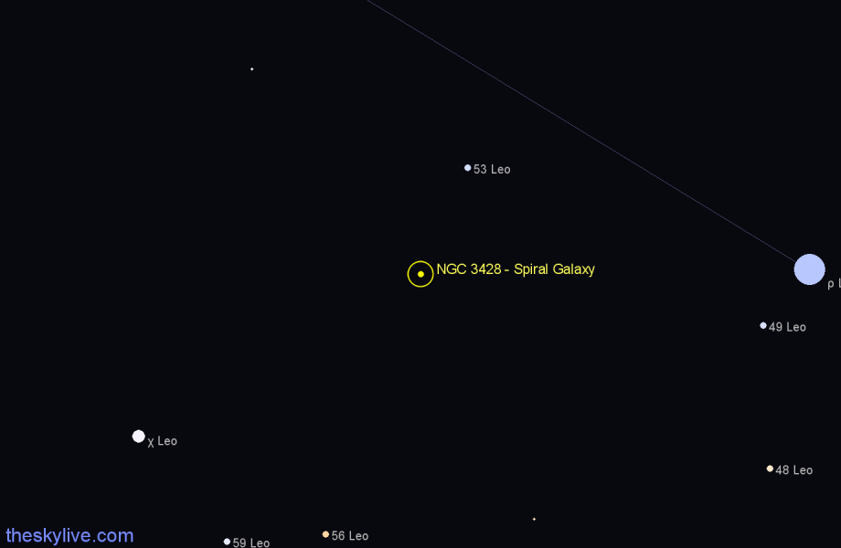 Finder chart NGC 3428 - Spiral Galaxy in Leo star