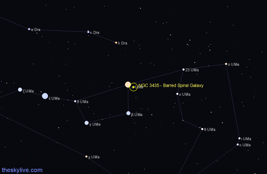 Finder chart NGC 3435 - Barred Spiral Galaxy in Ursa Major star