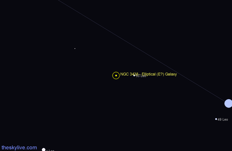 Finder chart NGC 3438 - Elliptical (E?) Galaxy in Leo star