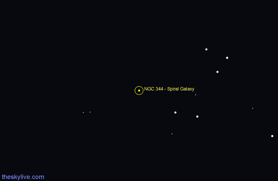 Finder chart NGC 344 - Spiral Galaxy in Cetus star