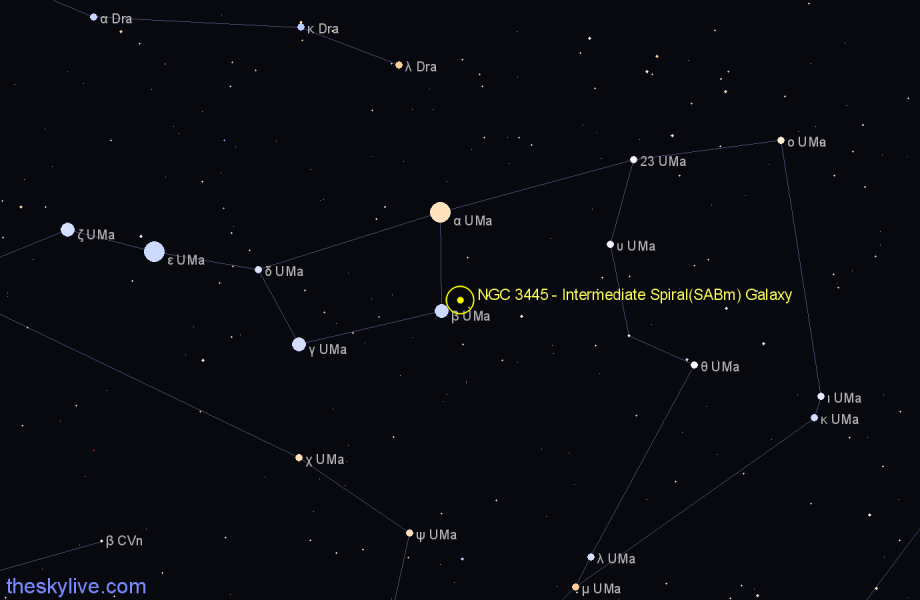 Finder chart NGC 3445 - Intermediate Spiral(SABm) Galaxy in Ursa Major star