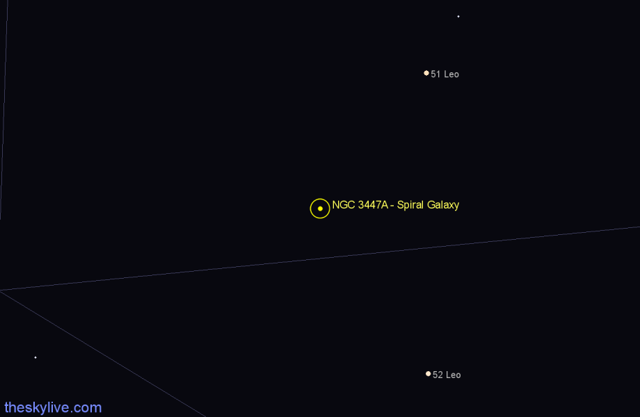 Finder chart NGC 3447A - Spiral Galaxy in Leo star