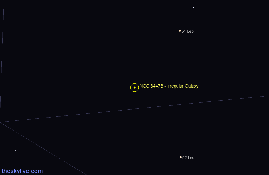 Finder chart NGC 3447B - Irregular Galaxy in Leo star