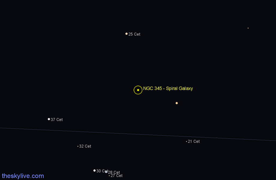Finder chart NGC 345 - Spiral Galaxy in Cetus star