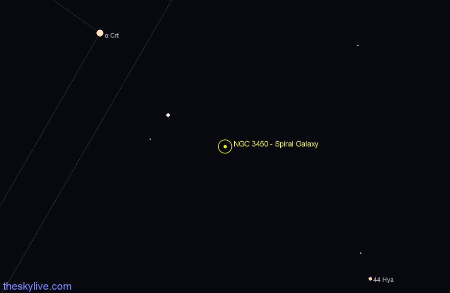 Finder chart NGC 3450 - Spiral Galaxy in Hydra star