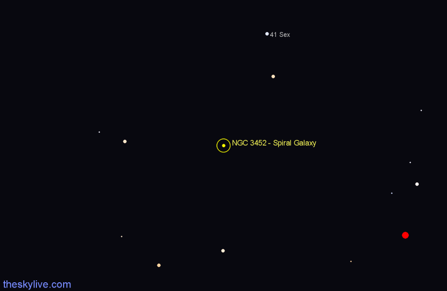 Finder chart NGC 3452 - Spiral Galaxy in Crater star