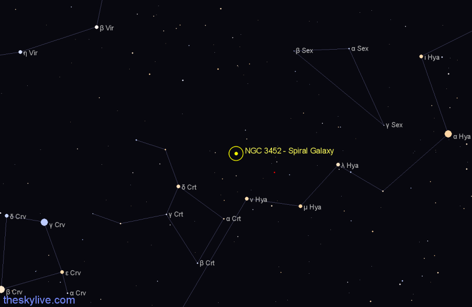 Finder chart NGC 3452 - Spiral Galaxy in Crater star