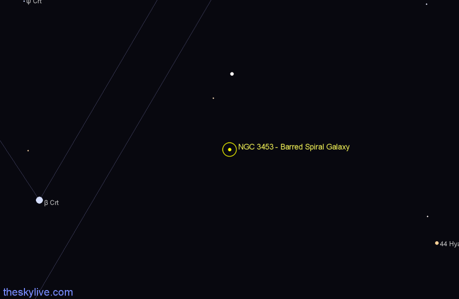 Finder chart NGC 3453 - Barred Spiral Galaxy in Hydra star