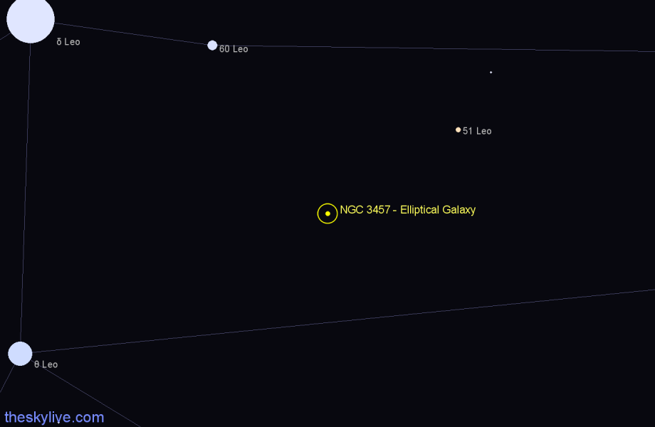 Finder chart NGC 3457 - Elliptical Galaxy in Leo star