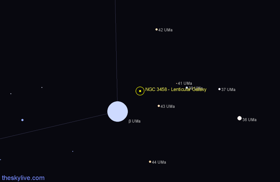 Finder chart NGC 3458 - Lenticular Galaxy in Ursa Major star