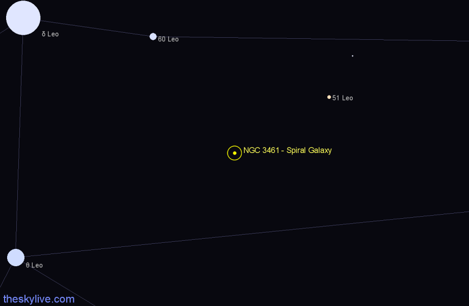 Finder chart NGC 3461 - Spiral Galaxy in Leo star