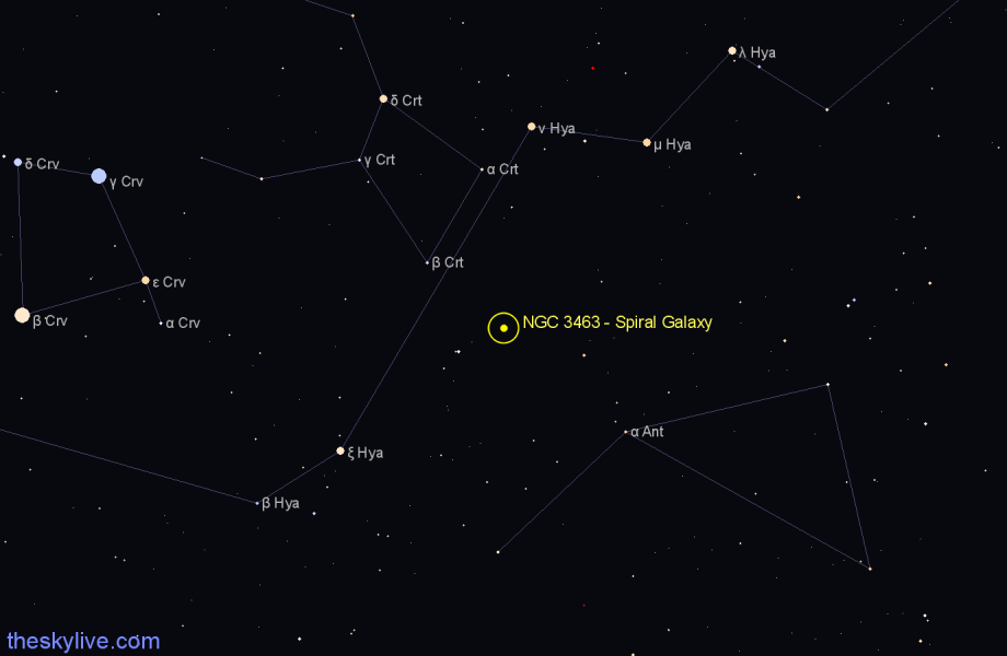 Finder chart NGC 3463 - Spiral Galaxy in Hydra star