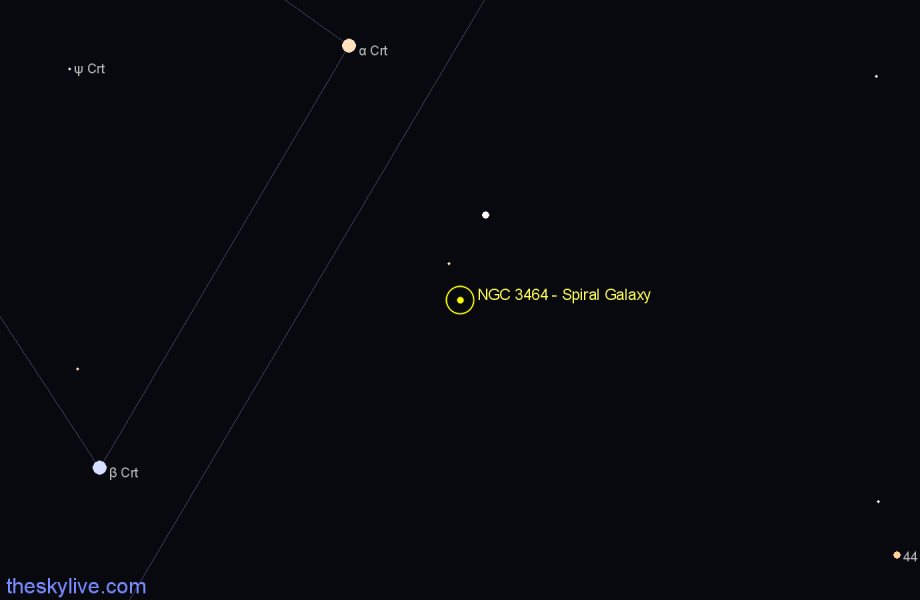 Finder chart NGC 3464 - Spiral Galaxy in Hydra star