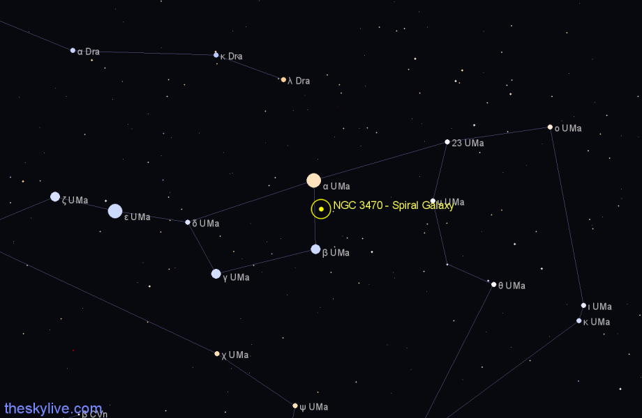 Finder chart NGC 3470 - Spiral Galaxy in Ursa Major star