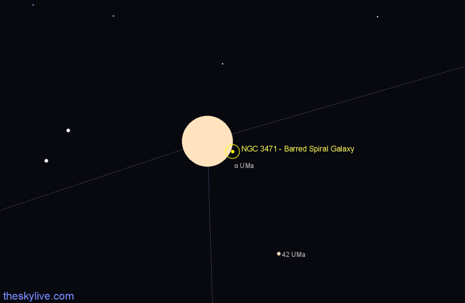 Finder chart NGC 3471 - Barred Spiral Galaxy in Ursa Major star