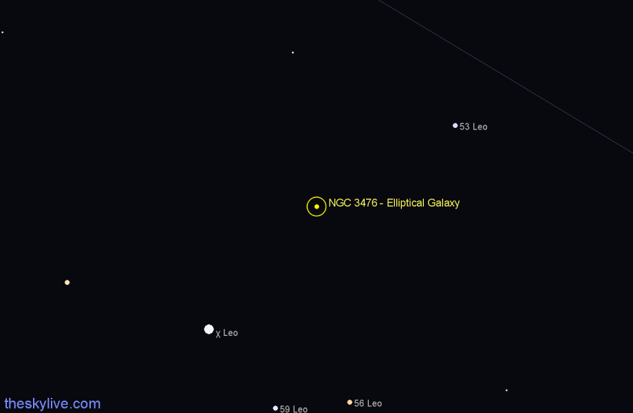 Finder chart NGC 3476 - Elliptical Galaxy in Leo star