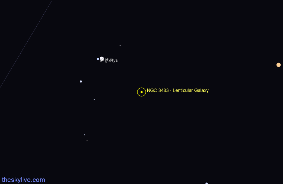 Finder chart NGC 3483 - Lenticular Galaxy in Hydra star