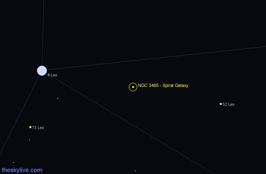 Finder chart NGC 3485 - Spiral Galaxy in Leo star