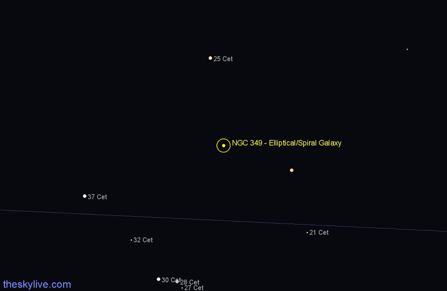 Finder chart NGC 349 - Elliptical/Spiral Galaxy in Cetus star