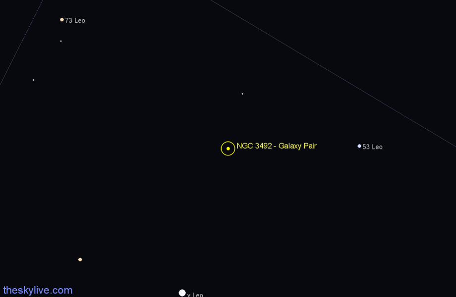 Finder chart NGC 3492 - Galaxy Pair in Leo star