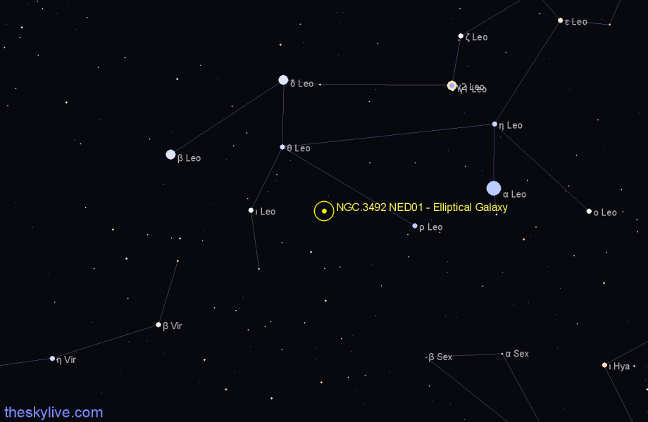 Finder chart NGC 3492 NED01 - Elliptical Galaxy in Leo star