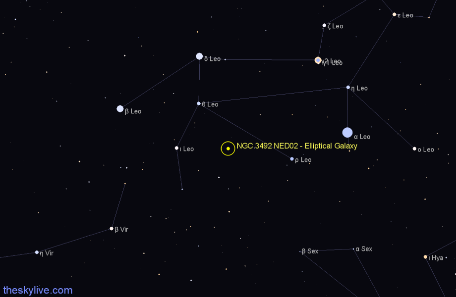 Finder chart NGC 3492 NED02 - Elliptical Galaxy in Leo star