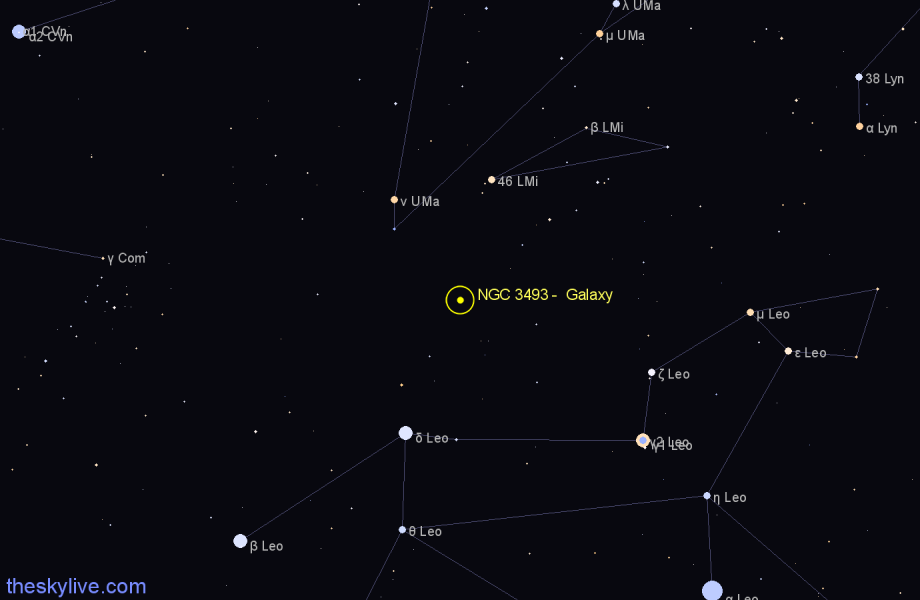 Finder chart NGC 3493 -  Galaxy in Leo Minor star