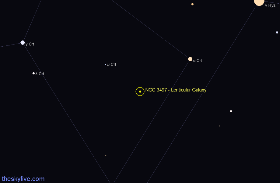 Finder chart NGC 3497 - Lenticular Galaxy in Crater star