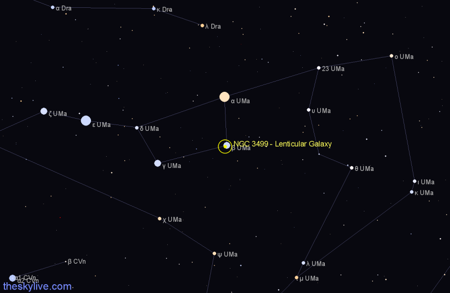 Finder chart NGC 3499 - Lenticular Galaxy in Ursa Major star