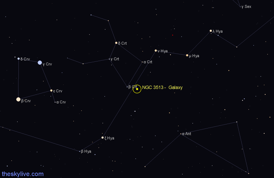 Finder chart NGC 3513 -  Galaxy in Crater star