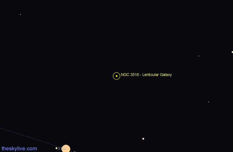 Finder chart NGC 3516 - Lenticular Galaxy in Ursa Major star