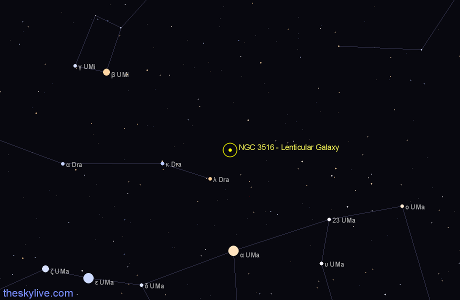 Finder chart NGC 3516 - Lenticular Galaxy in Ursa Major star