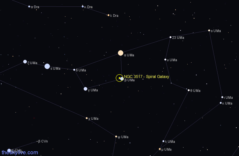 Finder chart NGC 3517 - Spiral Galaxy in Ursa Major star