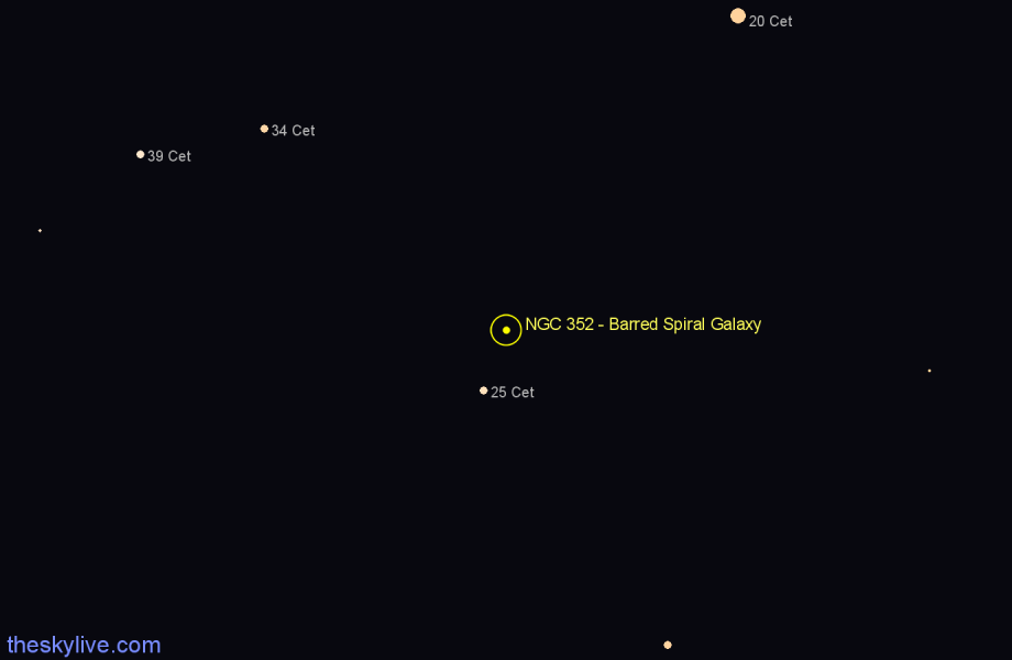 Finder chart NGC 352 - Barred Spiral Galaxy in Cetus star