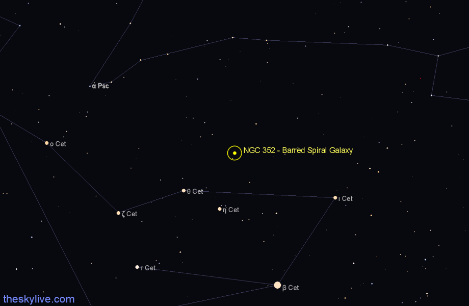 Finder chart NGC 352 - Barred Spiral Galaxy in Cetus star